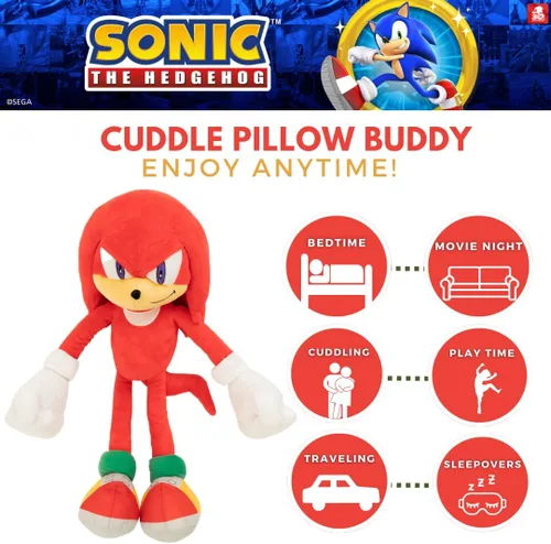 Miniatura 2 de Sonic The Hedgehog Anime Knuckles The Echidna - Almohada de peluche para niños, súper suave y acogedora, 18.50 pulgadas de alto, (producto oficial)