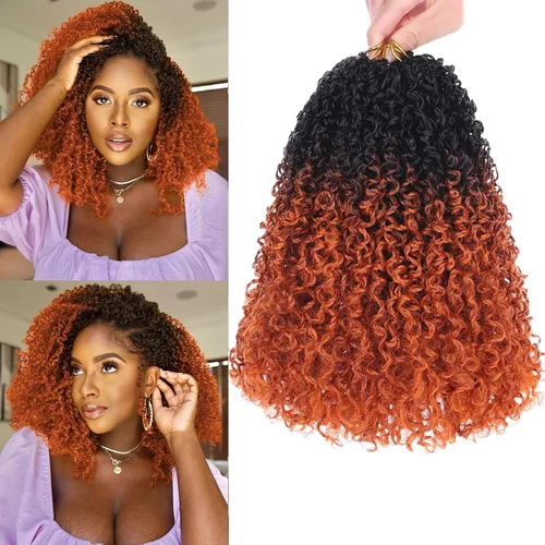 Miniatura 44 de Unionbeauty - Paquete de 8 trenzas de ganchillo Yanky Twist de 6 pulgadas, 8 paquetes, color negro natural, micro Passion Twist, extensiones