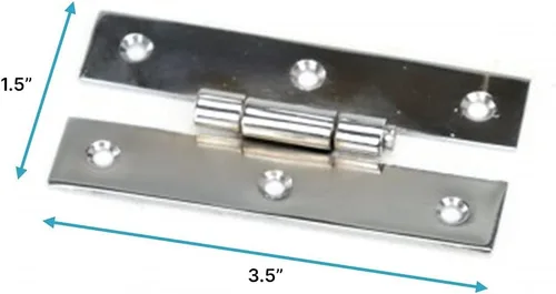 Miniatura 2 de Renovators Supply Manufacturing H - Bisagras de gabinete de 3.5 pulgadas de latón fundido macizo con acabado cromado, con herrajes, paquete de 6