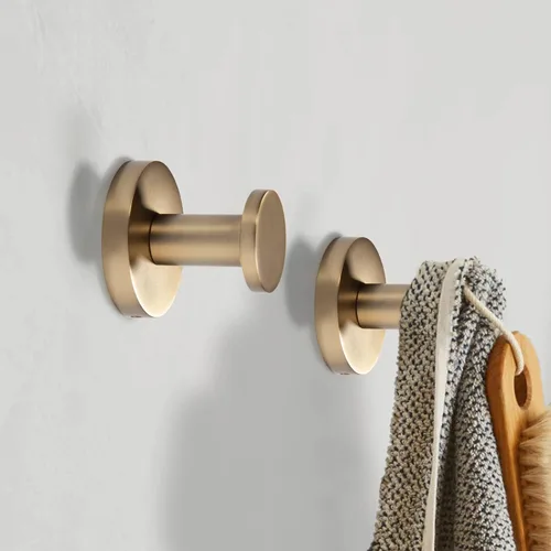 Miniatura 3 de TUNNY Paquete de 5 ganchos redondos para toallas, color dorado champán, ganchos modernos para abrigos y toallas de ducha, para baño, cocina