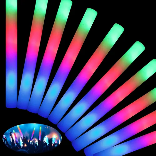 Miniatura 9 de HONLYNE 100 piezas de barras luminosas de espuma, barras luminosas al por mayor con 3 modos de parpadeo colorido, barras de luz LED, suministros