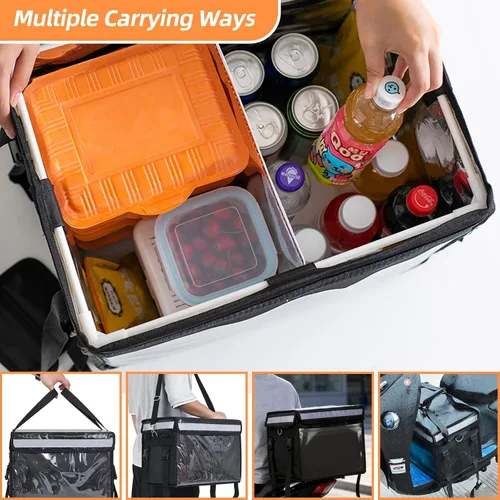 Miniatura 6 de Bolsas Aisladas para Entrega de Alimentos XL - 18.1" x 13.8" x 13.8", Bolsa de Entrega de Alimentos Aislada Comercial con Divisor, Bolsa de Catering