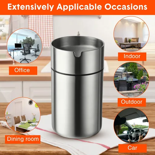 Miniatura 6 de 2 tazas de acero inoxidable para automóvil con tapa, portavasos, desmontable, resistente al viento, cubo para viajes al aire libre, oficina en casa