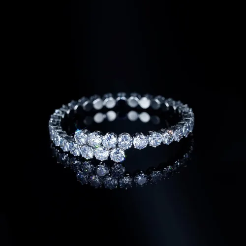 Miniatura 2 de Pulsera ajustable de circonita cúbica para mujeres y hombres, chapada en oro blanco y cadena de tobilleras