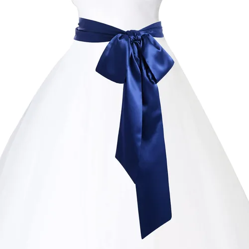 Miniatura 52 de obmwang Cinturón de satén de boda para ocasiones especiales, faja nupcial de 4 pulgadas de ancho, doble cara