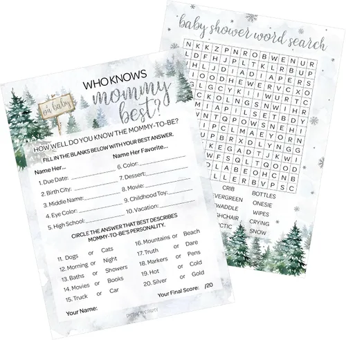 Miniatura 9 de DISTINCTIVS Baby It's Cold Outside Baby Shower Juegos – Embarazo animal y juego de adivinanzas de emojis (juego de 2 juegos) – 20 cartas, País