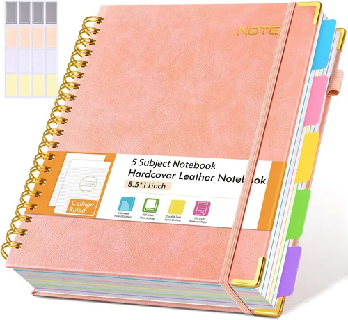 Miniatura 10 de Cuadernos en espiral de 8.5 x 11 pulgadas para trabajar con pestañas divisorias extraíbles, 300 páginas, cuaderno de 5 materias con rayas