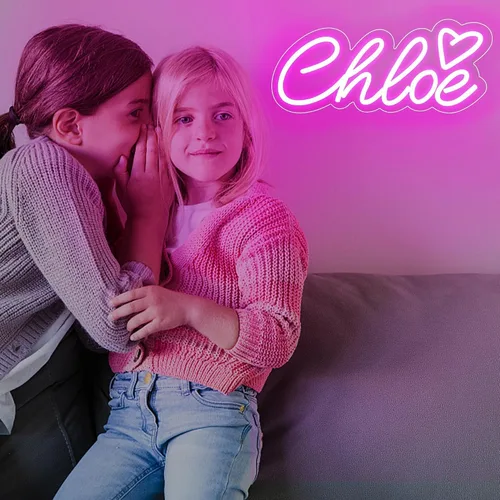 Miniatura 8 de Letrero de neón grande con nombre de Chloe para decoración de pared, luz LED de neón con nombre de Chloe para dormitorio de niños, decoración