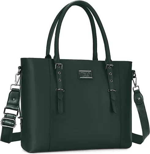 Miniatura 19 de MOSISO Bolso de mano de piel sintética para laptop para mujer (15-16 pulgadas), impermeable, de gran capacidad, maletín de trabajo de negocios