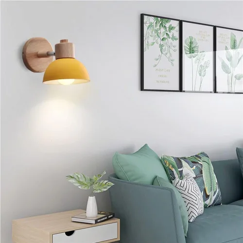 Miniatura 3 de Adjustable Scandinavian Wall Lamp E27 Lighting Fixture Retro Industrial Style for Bedroom Living Room Hallway(Amarillo,1 Pieza)