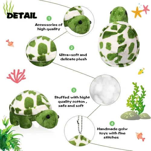 Miniatura 3 de Skylety 12 piezas de mini tortuga de juguete de peluche suave animal marino pequeño juguete de peluche tortuga lindo animal de peluche para adultos