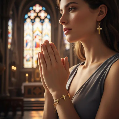 Miniatura 5 de 200 cuentas de cruz para pulseras, dijes de cruz para hacer joyas, cuentas doradas, dijes para manualidades cristianas, pequeñas cruces