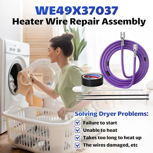 Miniatura 6 de WE49X37037 - Kit de reparación de alambre para calentador de secadora GE/Hotpoint, reemplaza #WE49X32946 PD00084037 AP7217217 PS17137283 Cable