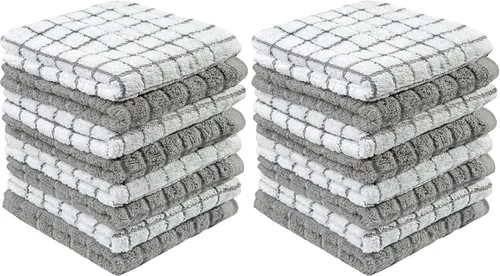 Miniatura 25 de Bumble - Paños de cocina (8 unidades) 12 x 12 pulgadas Toallas de cocina 100% algodón 405 GSM Toallas de cocina suaves, altamente Gris