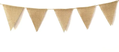 Miniatura 3 de LWR CRAFTS Banderines de arpillera triangular, 13 piezas, 10 pies