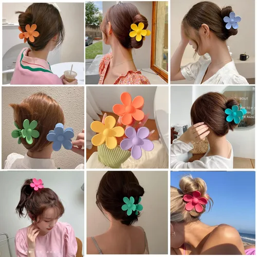 Miniatura 4 de Pinzas para el cabello con diseño de flores, 8 unidades, lindas y grandes, antideslizantes, pinzas de sujeción fuerte, accesorios para el cabello