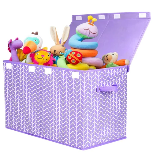 Miniatura 9 de Mayniu Caja grande de almacenamiento de juguetes para niñas y niños, resistente caja de juguetes organizadora con tapa para sala de estar, Rosa