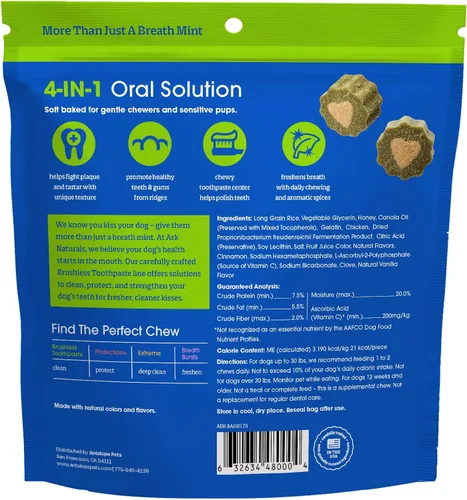 Miniatura 2 de Ark Naturals Pasta Dental Suave Sin Cepillo, Masticables Dentales para Perros de Razas Pequeñas, Refresca el Aliento, Textura Única Ayuda a Reducir