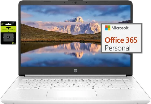 HP Portátil ultraligero de 14 pulgadas para estudiantes y negocios, Intel Quad-Core N4120, 8 GB de RAM, 128 GB de almacenamiento (64 GB eMMC +