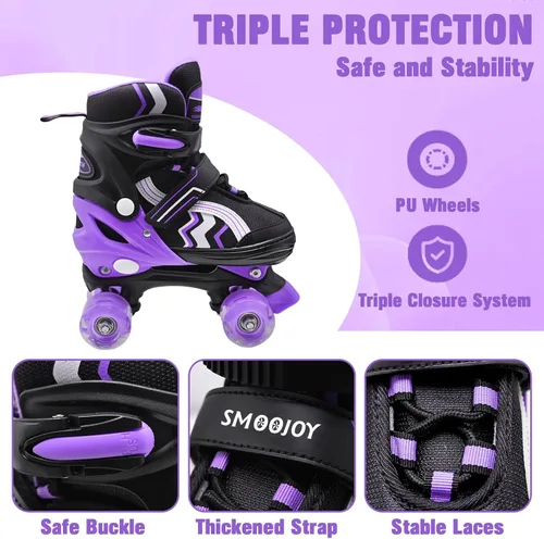 Miniatura 4 de Patines ajustables para niños y niñas, con todas las ruedas iluminadas de 5 a 8 años y 8 a 12 años, para principiantes en deportes al aire libre e