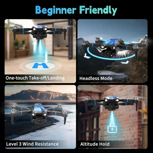 Miniatura 6 de M18LCD Drone con cámara 4K para adultos Drone con pantalla en el controlador Motor sin escobillas Posicionamiento de flujo óptico Modo sin cabeza