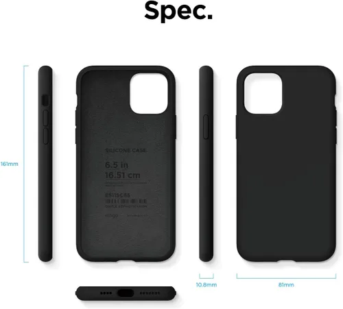 Miniatura 8 de elago Compatible con iPhone 11 Pro Max, funda de silicona líquida, funda protectora de cuerpo completo, a prueba de golpes, funda delgada para Negro