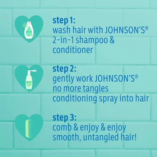 Miniatura 4 de Johnson's Kids Sin Más Enredos Champú y Acondicionador Desenredante 2 en 1 para Niños y Pequeños, Suave y Sin Más Lágrimas, Hipoalergénico y Libre