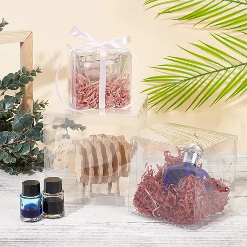 Miniatura 5 de BENECREAT Paquete de 10 cajas grandes de plástico transparente de 4.7 x 4.7 x 4.7 pulgadas para regalos de fiesta de San Valentín y dulces de fiesta