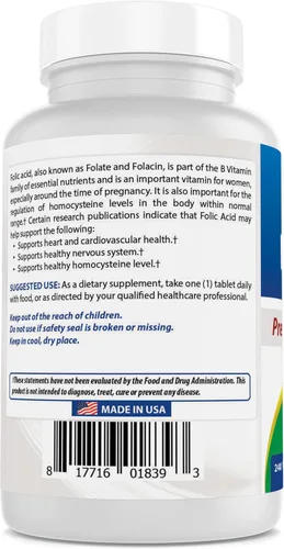 Miniatura 7 de Best Naturals Ácido fólico 1000 mcg (vitamina B9), 240 tabletas (1000 mcg (paquete de 3))