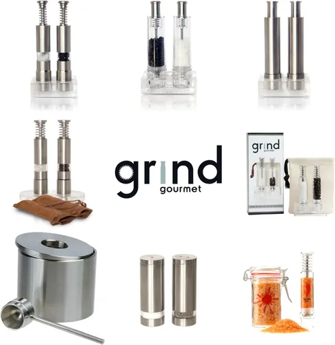 Miniatura 7 de Grind Gourmet Aparatos de cocina originales de bomba y molienda, juego de molinillo de sal y pimienta o individuales, compre 1, compre 2 o más