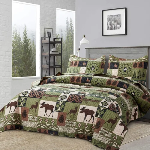 Miniatura 6 de Juego de colchas tamaño king, colcha rústica para cama, cubrecama de colcha king, ropa de cama de cabaña de campo, colcha de retazos, colcha ligera