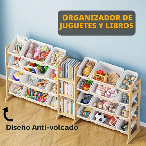 Miniatura 4 de SpaceAid Organizador grande de almacenamiento de juguetes con 24 contenedores y 3 estantes, estantería de almacenamiento de juguetes, caja de Blanco