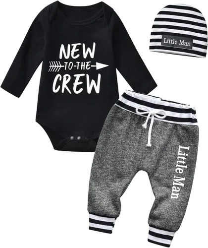 Miniatura 6 de Kulcerry Conjunto de 3 piezas de ropa de bebé niño de manga larga + pantalones + sombrero