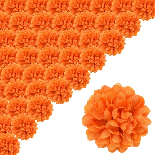 Miniatura 3 de Cabezas de flores artificiales de caléndula para Halloween, cabezas de flores de caléndula de seda, cabezas de flores de caléndula sintética, cabeza