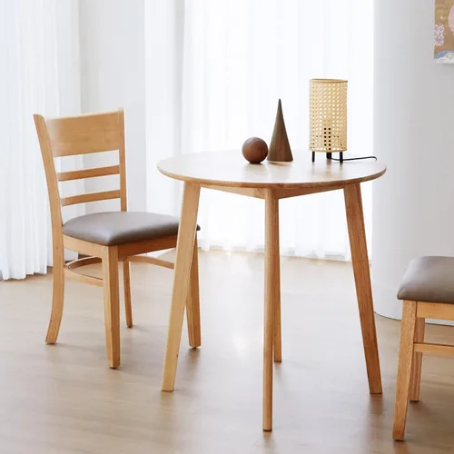 Miniatura 8 de Livinia Canberra - Mesa de comedor redonda de madera de 27.6 pulgadas/pequeña mesa de cocina moderna de roble malayo de mediados de siglo