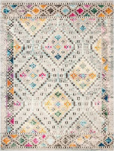 Miniatura 2 de Safavieh Madison Collection MAD418F - Alfombra de área con diamantes, Polipropileno, Gris/amarillo