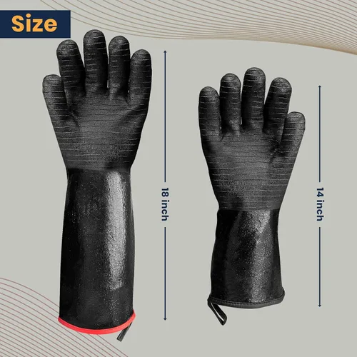 Miniatura 8 de GEEKHOM Guantes resistentes al calor de 14 pulgadas 932°F para asar a la parrilla, guantes de cocina impermeables de manga larga antideslizantes