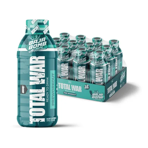 Miniatura 6 de REDCON1 Total War Listo para beber antes del entrenamiento, sabor fresa y mango - Fórmula RTD que potencia la resistencia, apta para dieta