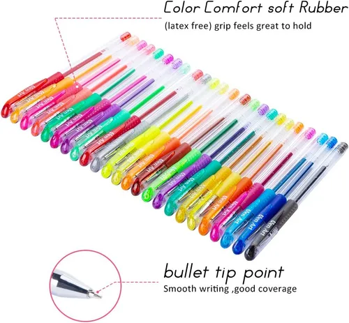Miniatura 2 de Bolígrafo de gel con brillo con punta fina, con 40% más de tinta, para libros para colorear de adultos, dibujar y garabatear (24 colores)