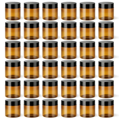 Miniatura 18 de Loretoy Paquete de 36 tarros de plástico de 2 onzas con tapas, sin BPA, reutilizables, rellenables, recipientes de cosméticos transparentes
