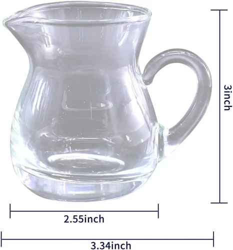 Miniatura 4 de DGQ Jarra clásica de vidrio con asa de 4 onzas, paquete de 2 vertedores de leche, mini crema para café, té, jarabe de arce