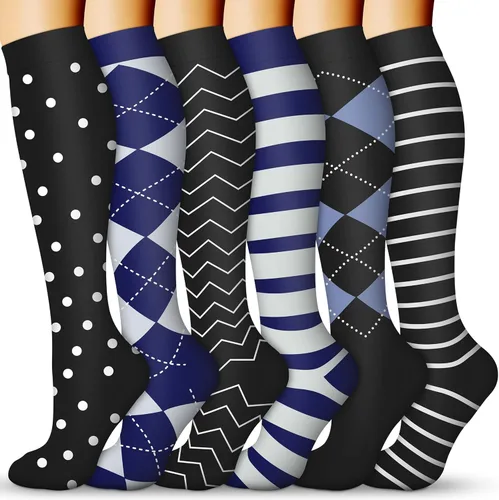 Calcetines de compresión para mujeres y hombres 15-20 mmHg, mejores para uso médico, enfermería, para correr, atletismo, varices, viajes 013