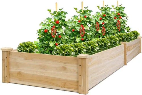 Kit de jardinería Giantex, tipo cama de madera, para cultivar plantas y vegetales, Madera