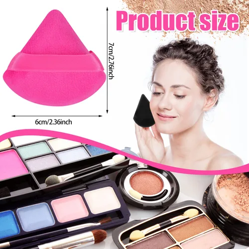 Miniatura 2 de Pimoys 6 Piezas Esponjas de Maquillaje Suaves Triangulares para Rostro para Polvo Suelto y Polvo Fijador, Esponja de Base de Terciopelo Mezcladora