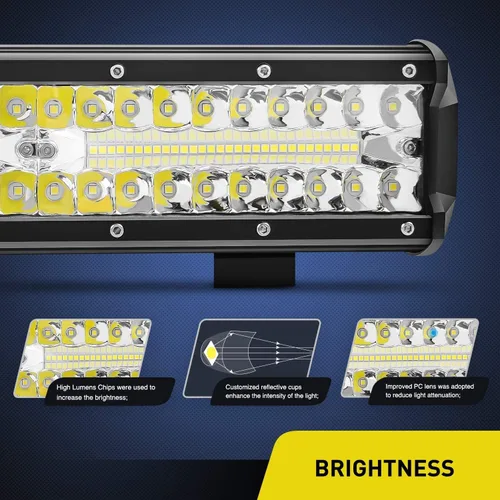 Miniatura 3 de Nilight Barra de luz LED de 12 pulgadas de 300 W, combo de triple fila de punto de inundación, carcasa de aluminio, IP67 impermeable, 30000 lm, 2