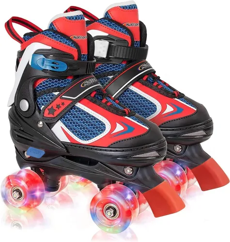 Miniatura 11 de Nattork Patines de ruedas para niños y niñas, patines cuádruples ajustables de 4 tamaños con todas las ruedas iluminadas - regalo de cumpleaños