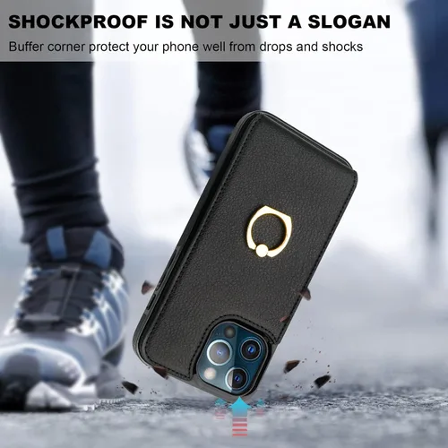 Miniatura 7 de Folosu Funda compatible con iPhone 13 Pro Max con soporte para tarjetas, rotación de 360°, soporte de anillo de dedo con función atril, protección