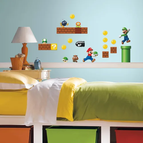 Miniatura 4 de RoomMates RMK2351SCS Nintendo New Super Mario Bros Adhesivos para pared de escena de construcción, multicolor