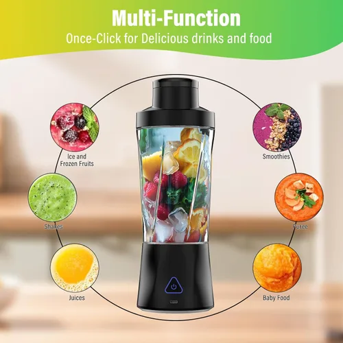 Miniatura 3 de Portable Blender, 360W Personal Blender for Shakes and Smoothies for Kitchen, 24 Oz BPA Free Traveling Juicer Cup and Lid with 6 Blades, Self