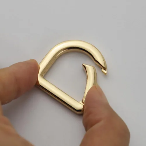 Miniatura 2 de 2 llaveros de resorte de metal semicírculo, clip de ganchos de resorte, anillo plano en D para monederos (dorado)
